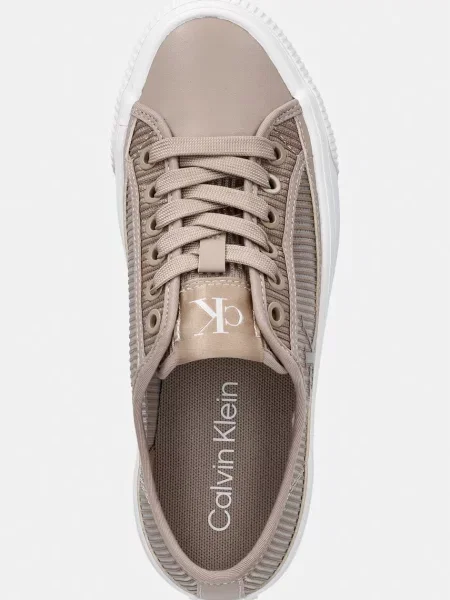 Calvin Klein VULC FLATF LACEUP STRIPED NYL női sportcipő bézs