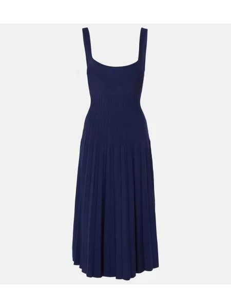 Rochie midi Staud tricotate plisată până la genunchi negru