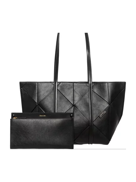 Geantă Calvin Klein Woven Medium Carryall negru
