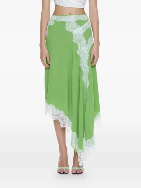 Fustă asimetrică Christopher Esber asimetric din dantelă verde