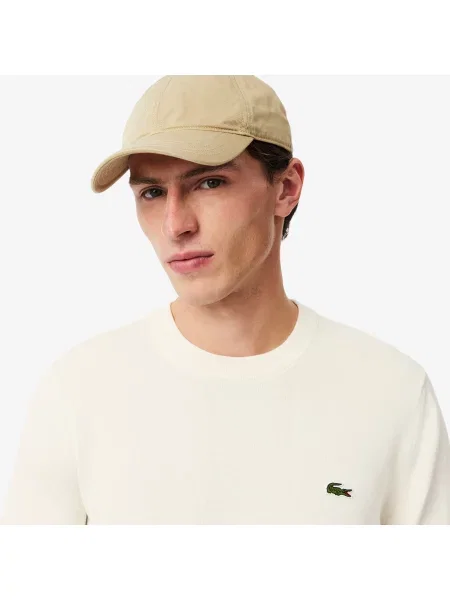 Lacoste Monochromatyczny Sweter Z Okrągłym Dekoltem biały