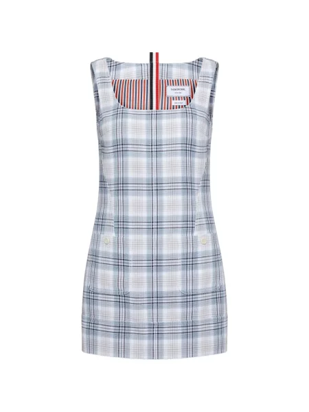 Rochie mini Thom Browne în carouri de costum mini albastru