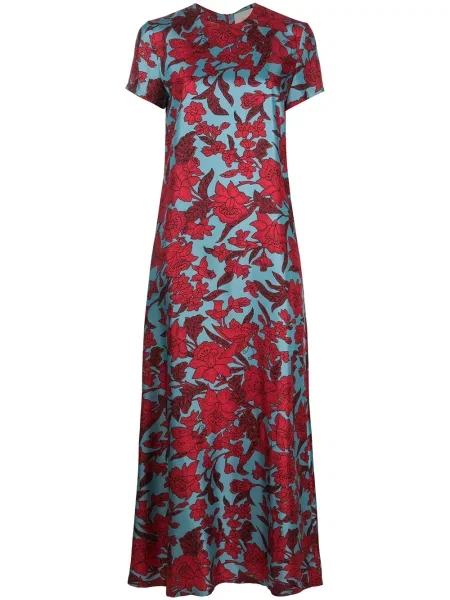 Rochie La Doublej cu model floral cu imagine de costum roșu