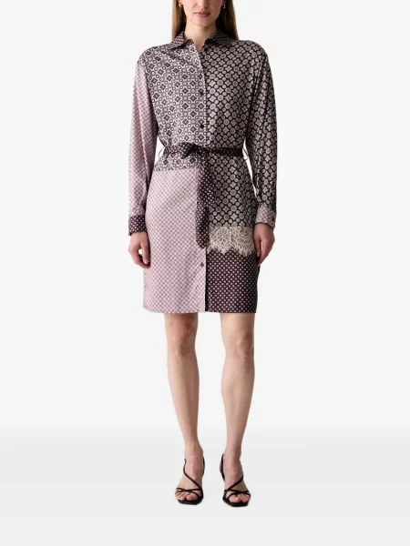 Rochie tip cămașă Liu Jo cu imagine cu imprimeu geometric din dantelă violet