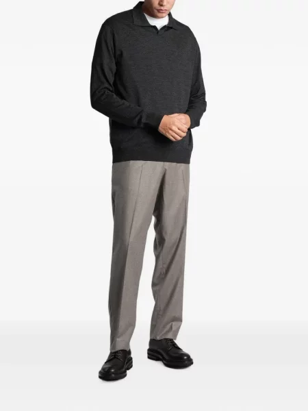 Gulerat lung tricou polo Ballantyne gri