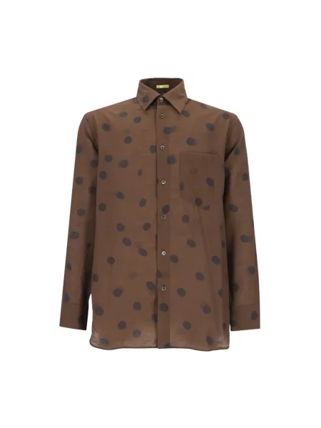 Koszula Paul Smith wełniana w grochy brązowa