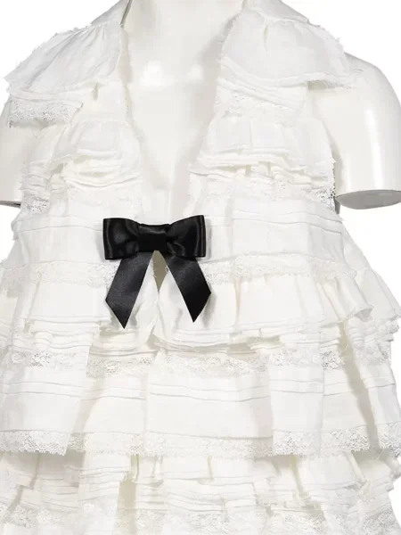 Rochie mini Shushu/tong cu volane din dantelă alb