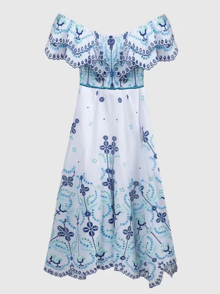 Сукня міді Sheen з вишивкою бродері Charo Ruiz біла