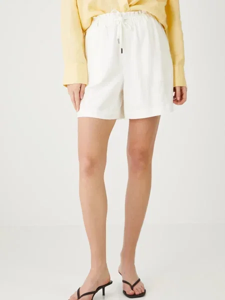 Шорти з домішкою льону Medicine однотонна середня посадка бежевий