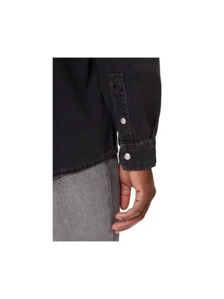 Karl Lagerfeld Jeans koszula jeansowa regular z kołnierzykiem klasycznym czarny