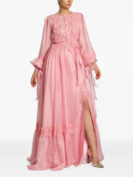 Rochie maxi Miau By Clara Rotescu din dantelă roz