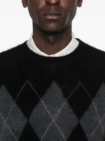 Кашмирен аргайл пуловер Arch4 черно