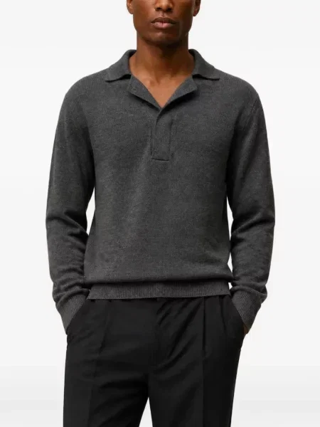 Lung tricou polo Retori de lână gri