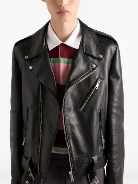 Кожено яке Prada черно