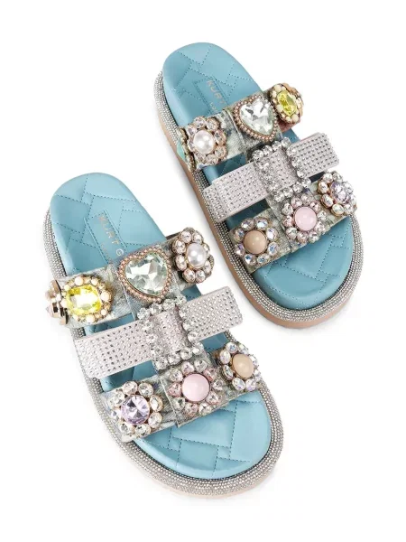 Шлепанцы Kurt Geiger London на платформе серебряные