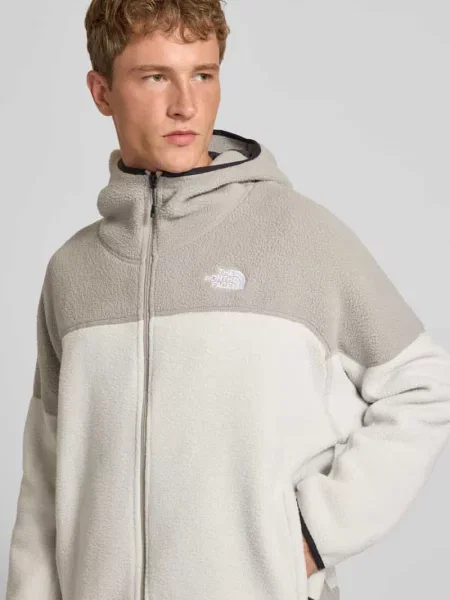 Kurtka z polaru z kapturem i wyhaftowanym logo The North Face beżowa