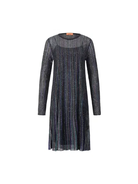 Dzianinowa sukienka mini Missoni z cekinami w paski