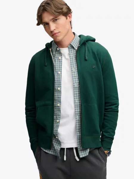 Superdry & Co Tepláková bunda ESSENTIAL' zelená