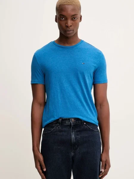 Тениска Tommy Jeans с изчистен дизайн бежово