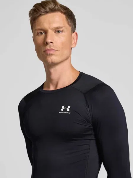 Bluzka z długim rękawem okrągłym dekoltem i logo Under Armour biała