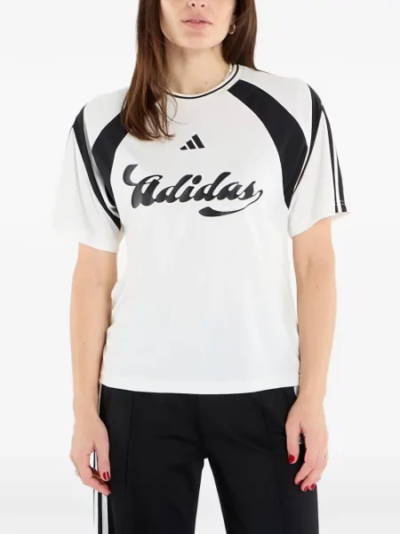 Pălărie Adidas cu dungi cu platformă din jerseu alb
