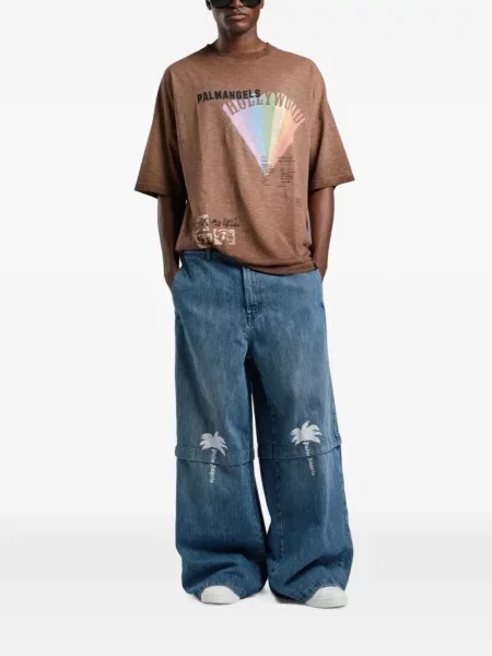 Tricou Palm Angels cu imagine maro