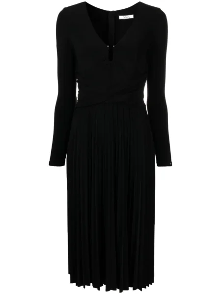 Rochie midi Nissa plisată până la genunchi de costum negru