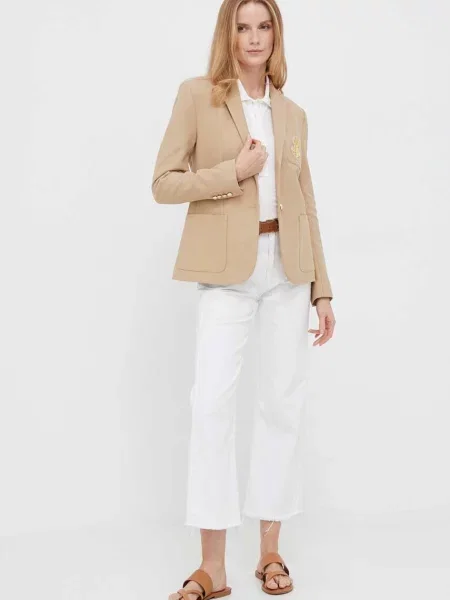 Піджак Lauren Ralph Lauren однобортний однотонна бежевий