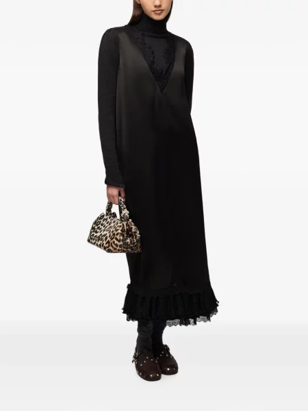 Lung rochie Ganni din satin negru