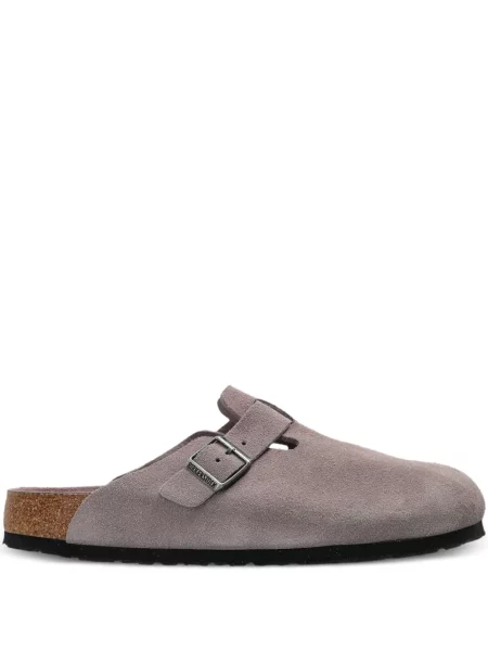 Saboți Birkenstock din piele de căprioară gri
