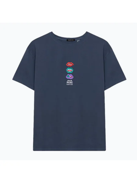 Tricou pentru bărbați Kaotiko Washed Mouth Colors navy albastru închis