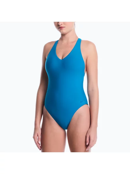 Costum de baie întregi Nike cu decolteu în V verde