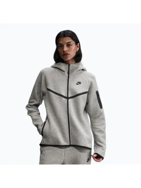 Дамски суитшърт Nike Sportswear Tech Fleece Windrunner dark grey melange/black черно