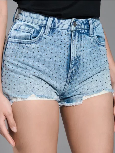 Джинсові шорти з потертостями синій