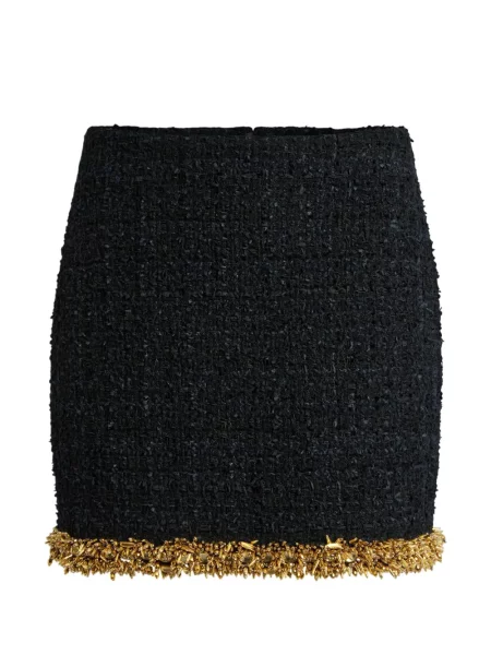 Scurt fustă Balmain cu broderie din tweed negru