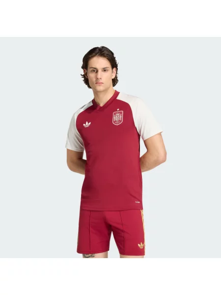 Adidas Rozcvičovací Tričko Španělsko – Venku tmavě červená / bílá vínové