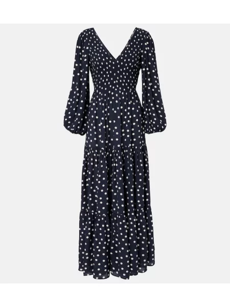 Rochie midi Rixo cu buline până la genunchi de costum albastru