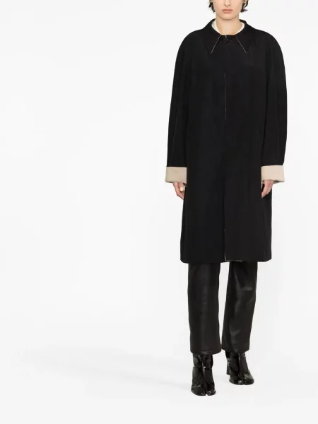 Lininis paltas Maison Margiela grįžtamasis juoda