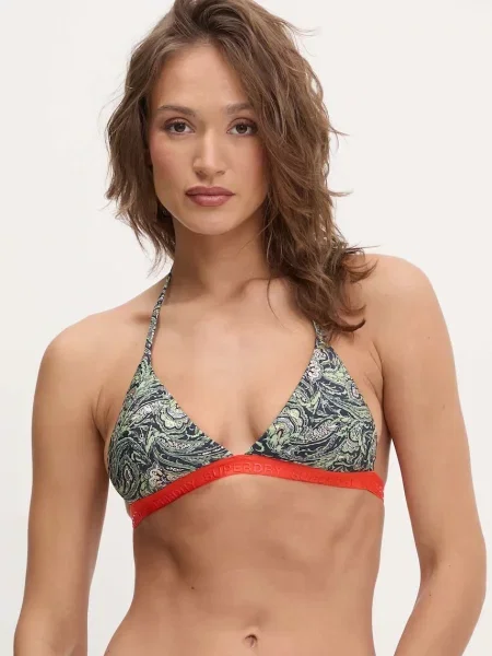 Plavková podprsenka Superdry mírně vyztužený košík oranžová