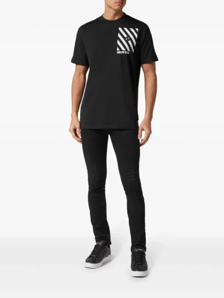 Tricou Philipp Plein cu dungi negru