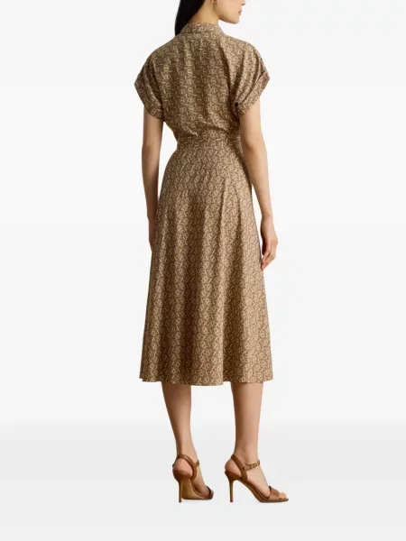 Rochie midi Lauren Ralph Lauren cu imagine maro