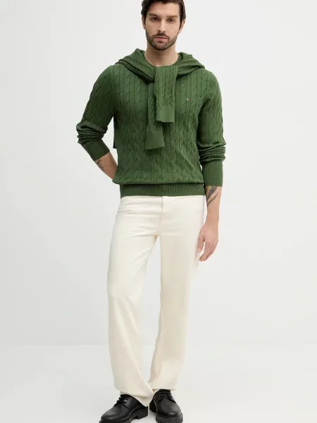 Tommy Hilfiger pulover bombažen zelena