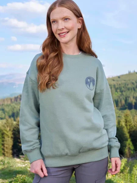 Luźna bluza z nadrukiem Green zielona