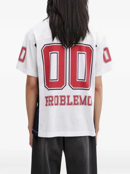 Tricou No Problemo cu imagine plasă alb