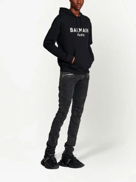 Hanorac cu glugă Balmain cu imagine negru