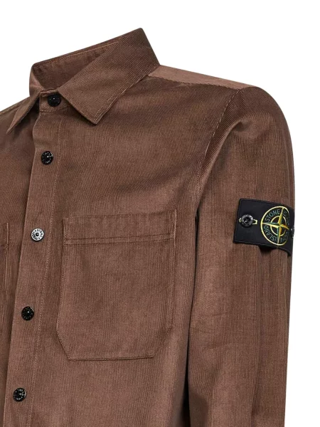 Cămașă Stone Island cu strasuri lungă maro