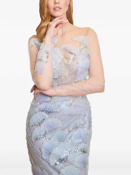 Maksi sukienka maxi Imroska z koralikami garniturowa fioletowa