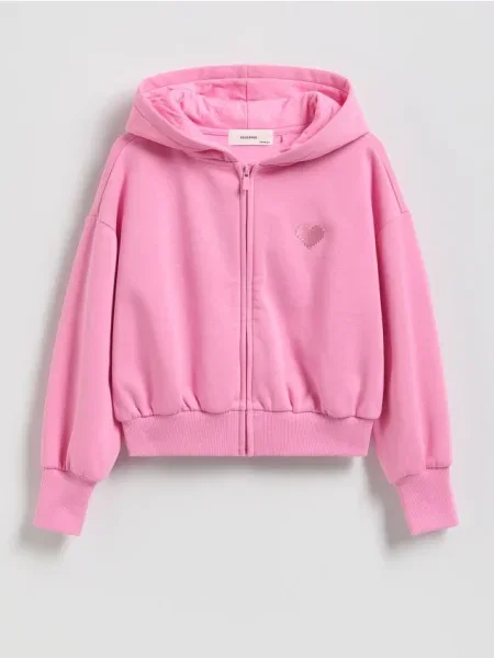 Reserved Rozpinana bluza z haftem różowy