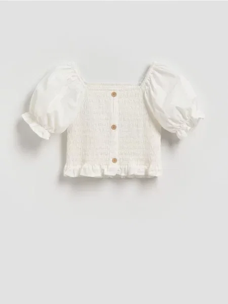 Reserved Блузка з відкритими плечима кремовий 