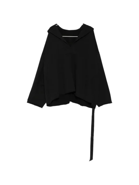 Hanorac cu glugă Rick Owens Drkshdw cu decolteu în V asimetric negru